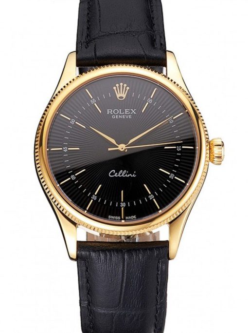 Superclone Rolex Cellini 38mm Black Dial REP016803