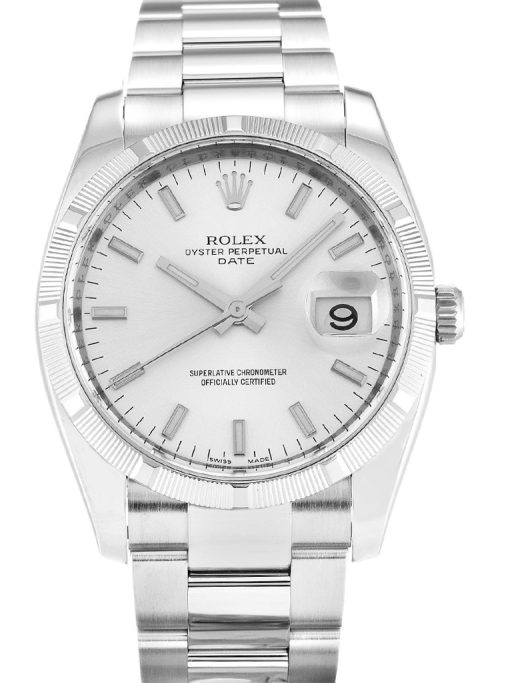 Rolex Oyster Perpetual Date 34mm Silver Dial 115210