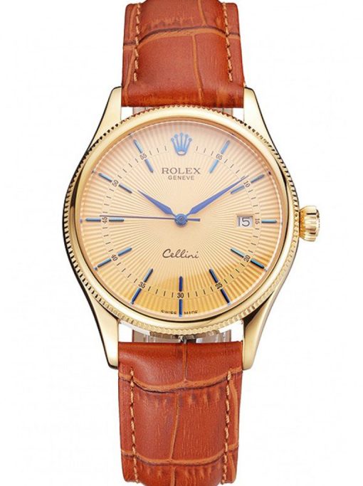 Superclone Rolex Cellini 38mm Gold Dial REP016797