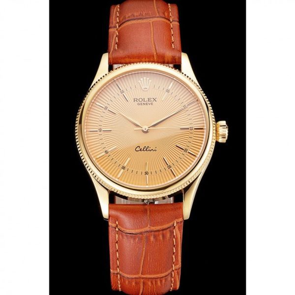 Superclone Rolex Cellini 38mm Gold Dial REP016808