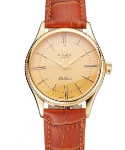 Superclone Rolex Cellini 38mm Gold Dial REP016798