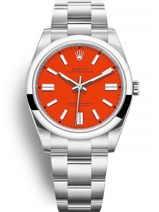 Rolex Oyster Perpetual 41mm Coral Red Dial 124300