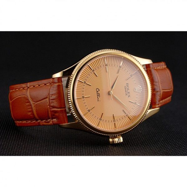 Superclone Rolex Cellini 38mm Gold Dial REP016808