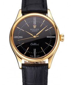 Superclone Rolex Cellini 38mm Black Dial REP016814