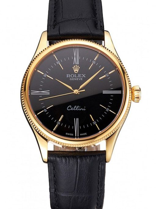 Superclone Rolex Cellini 38mm Black Dial REP016814