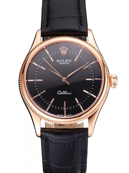 Superclone Rolex Cellini 38mm Black Dial REP016815